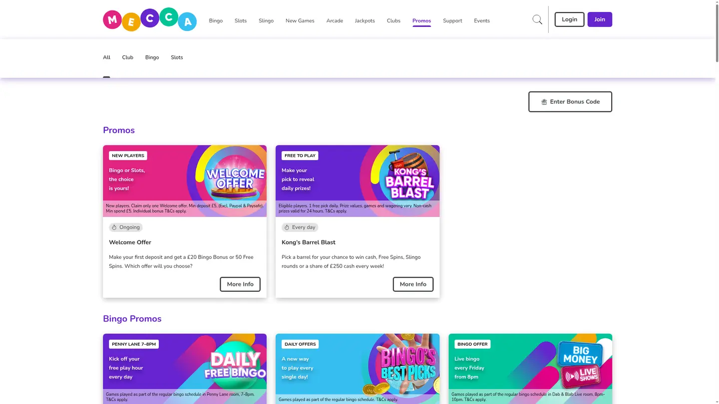 Mecca Bingo Casino — Promotions