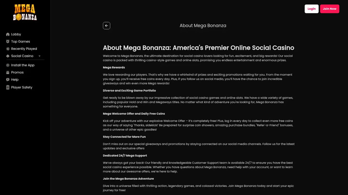 Mega Bonanza Casino — Support and licensing