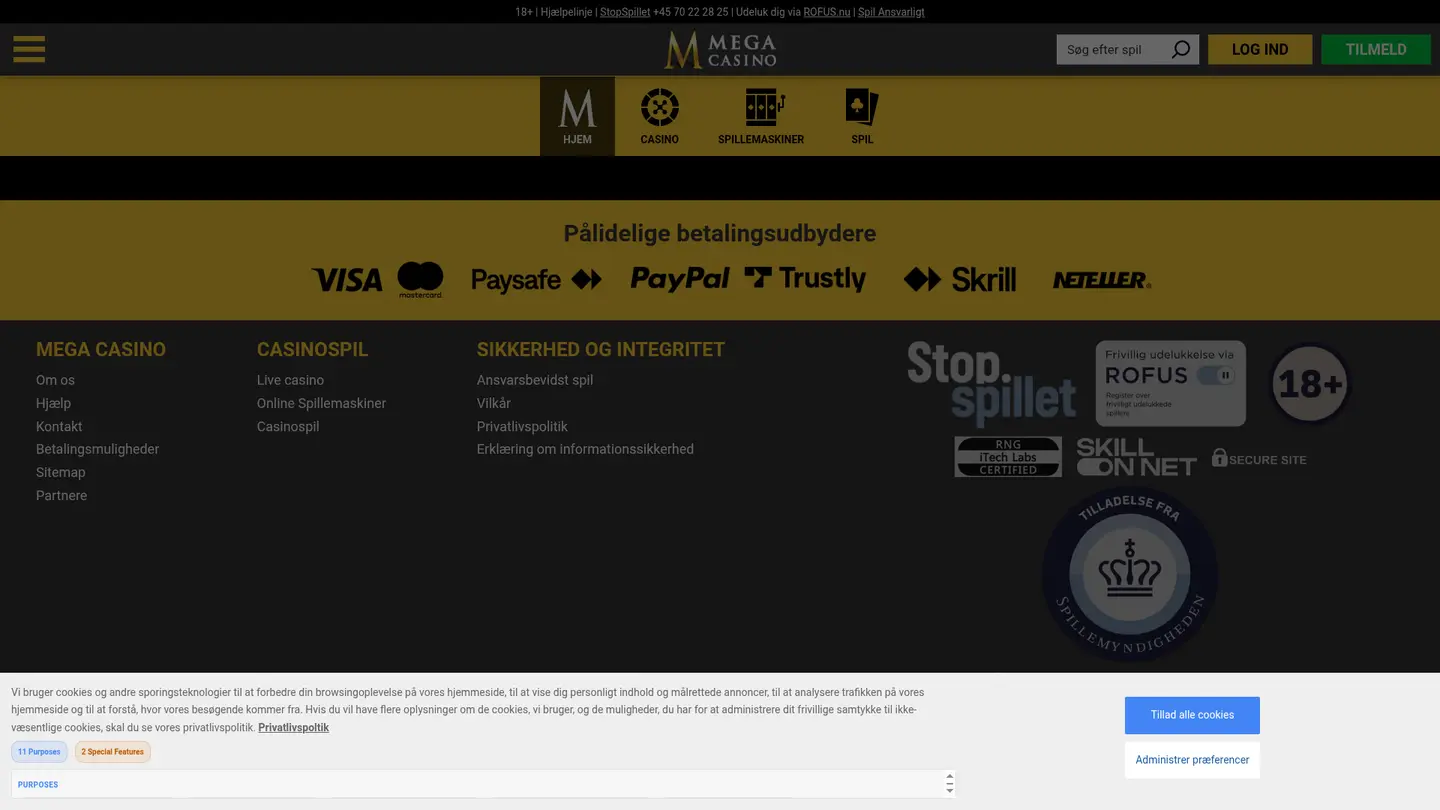 Mega Casino DK — Payment methods and licensing