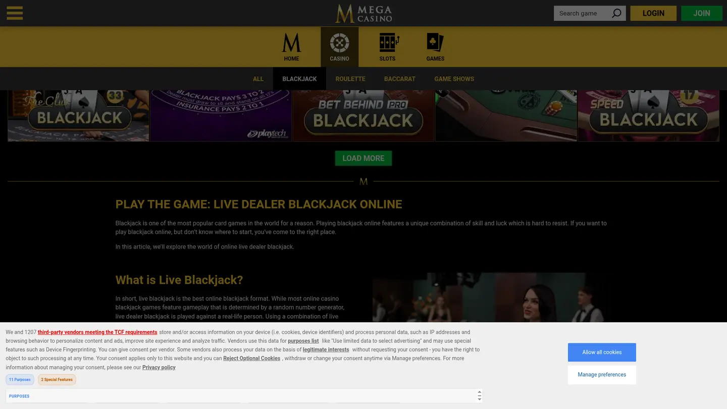 Mega Casino DK — More of the lobby