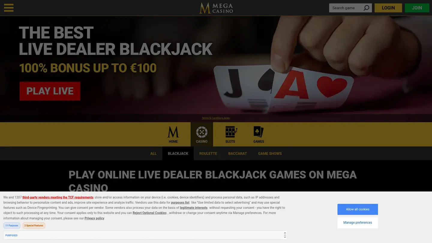 Mega Casino DK — Game lobby