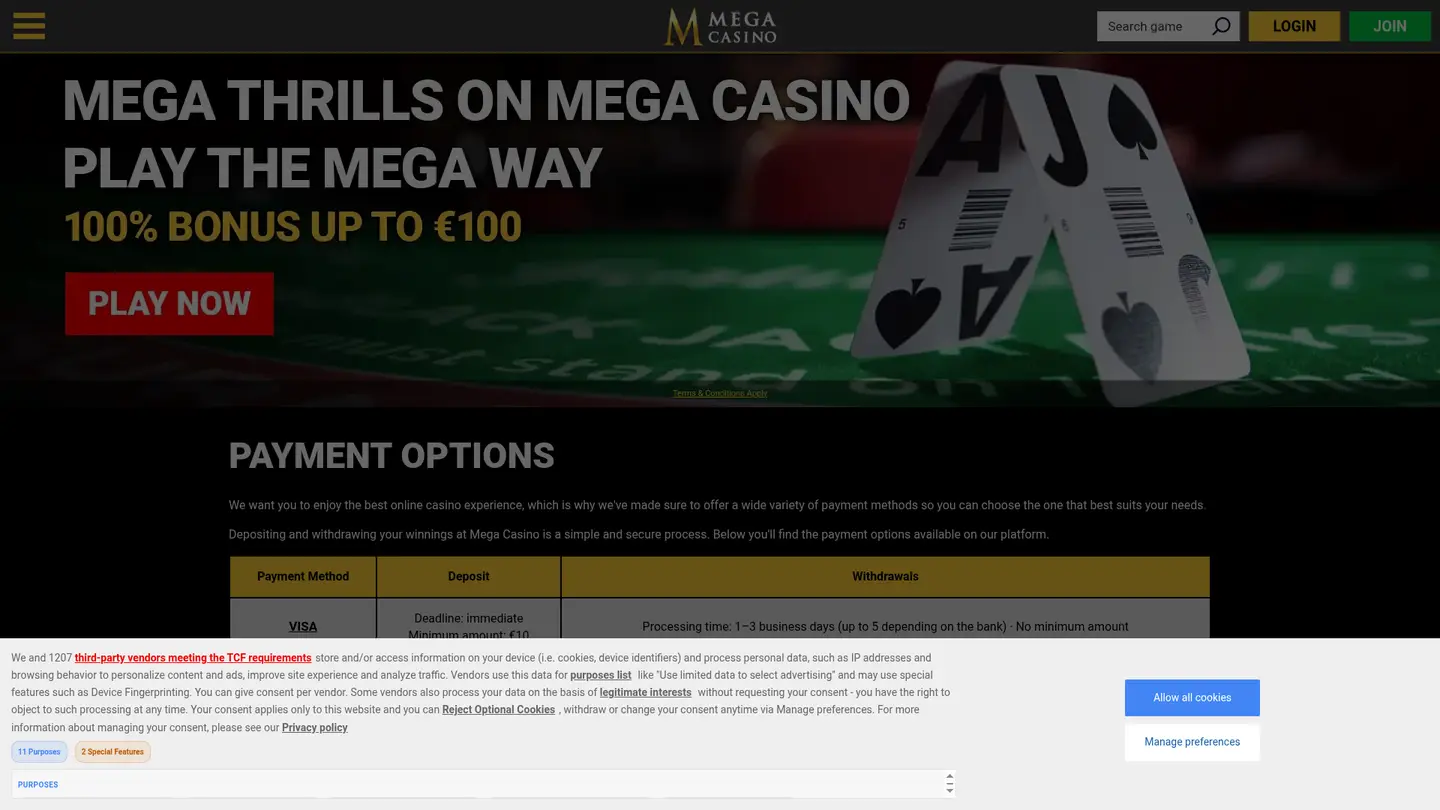 Mega Casino DK — Banking