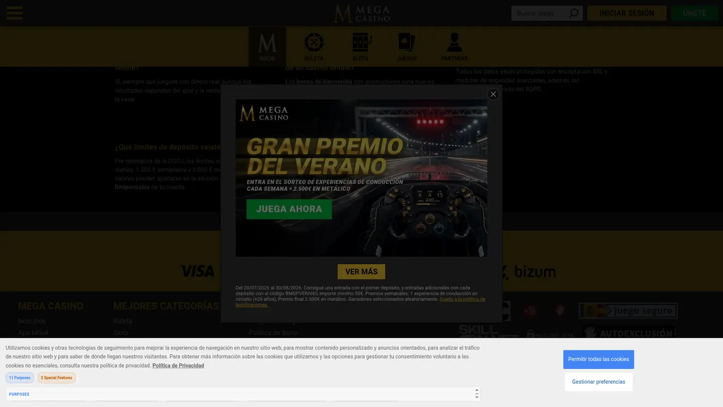 Mega Casino ES — Payment methods and licensing