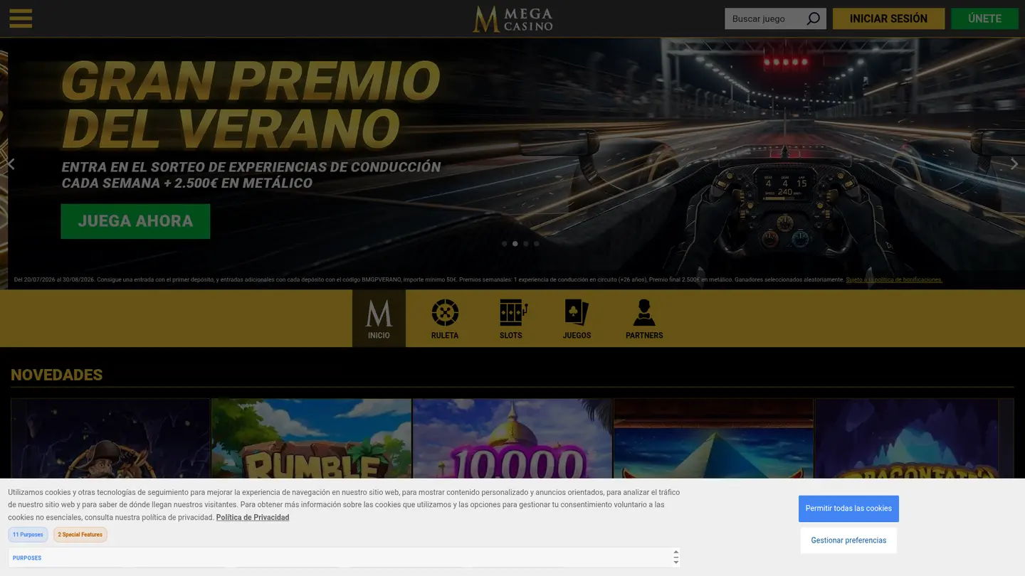 Mega Casino ES — Game lobby
