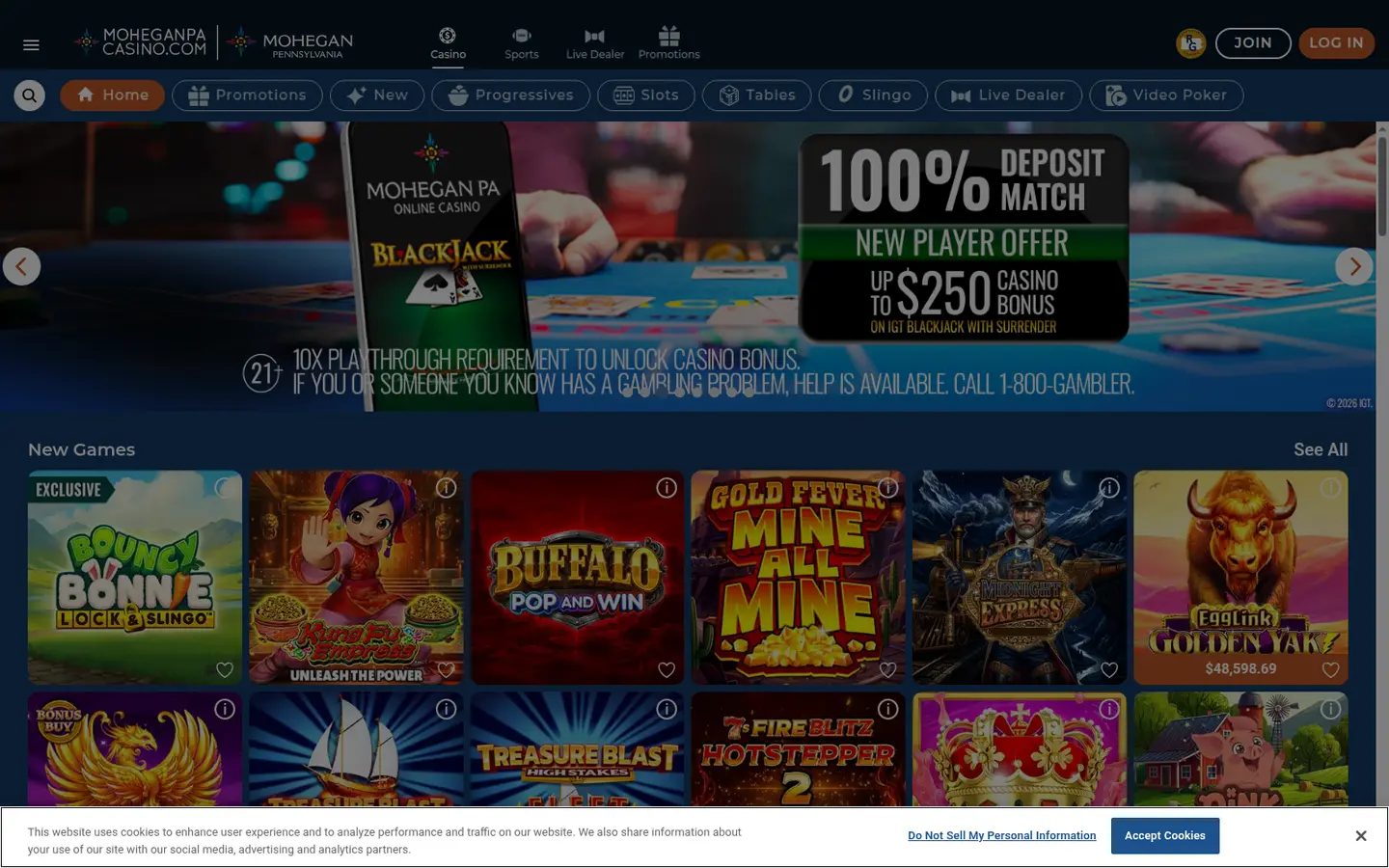 Mohegan Casino PA — Payment methods and licensing