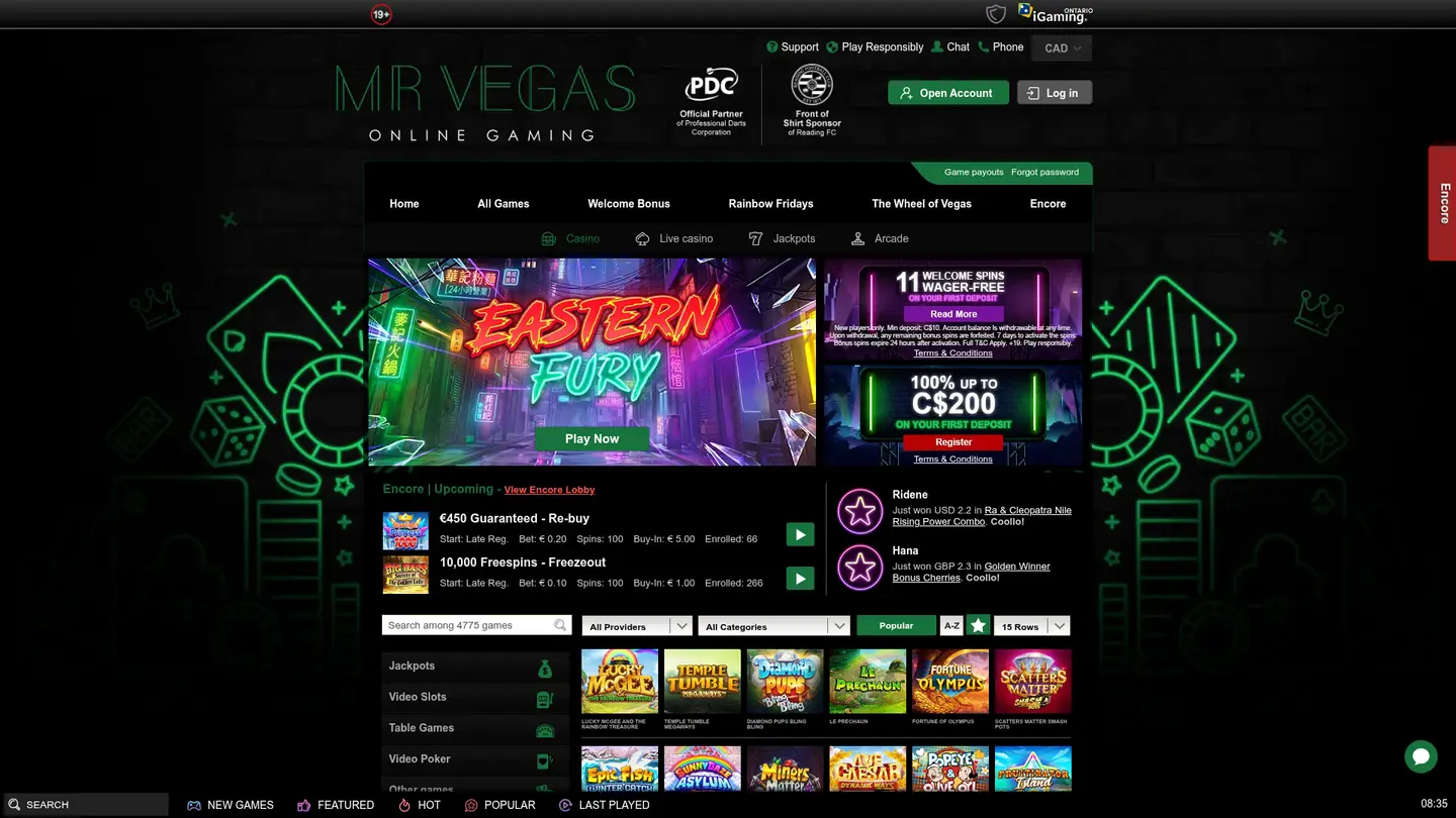 Mr. Vegas Casino Ontario — Support and licensing