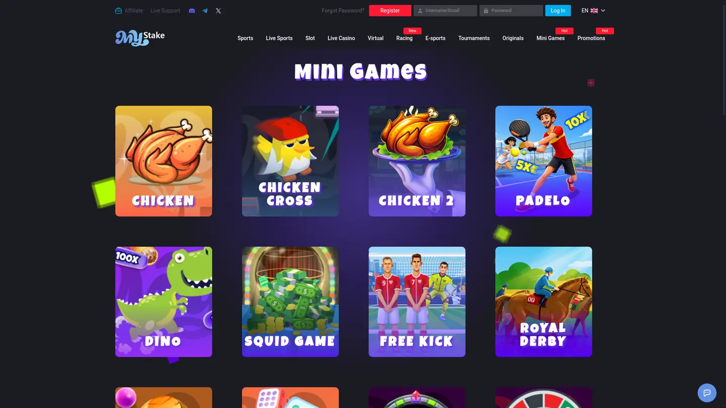 MyStake Casino — Game lobby