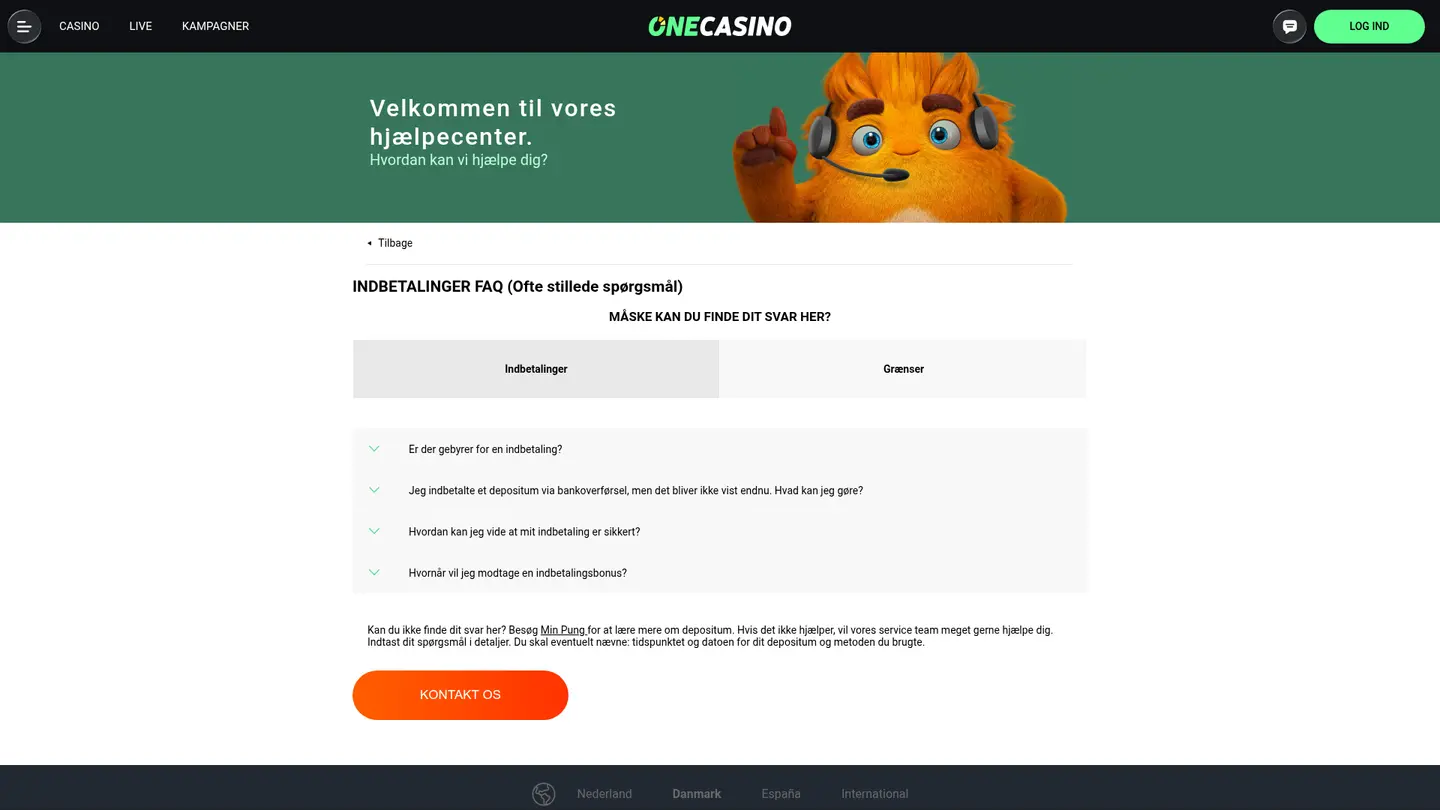 One Casino DK — Banking