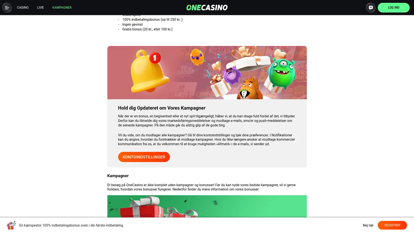 One Casino DK — Offers in detail