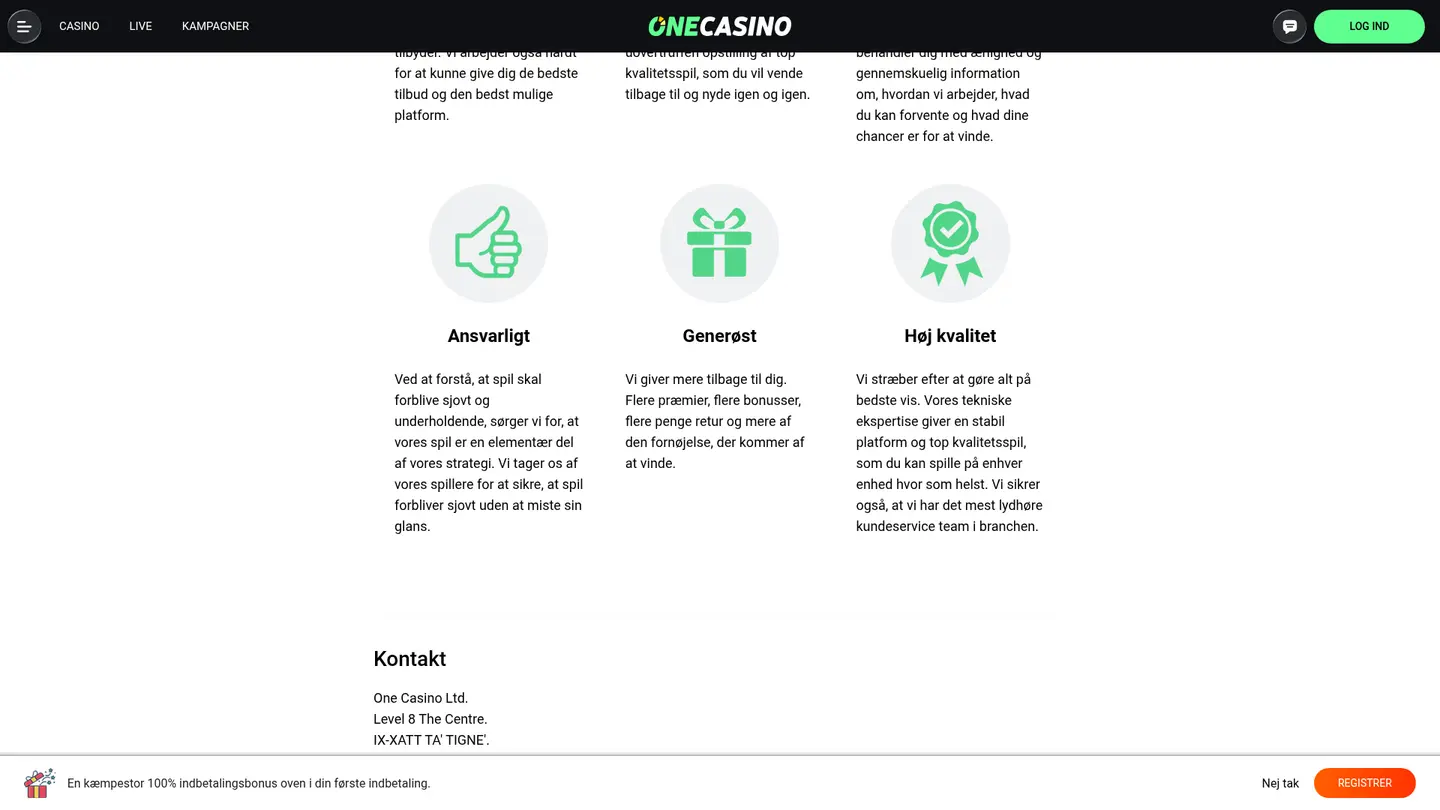 One Casino DK — Support in detail