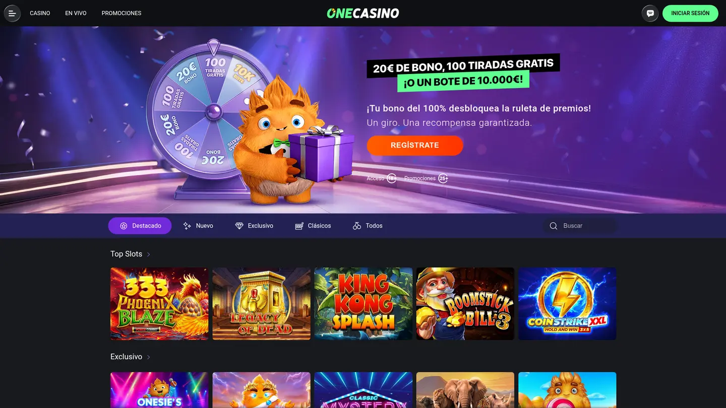 One Casino ES — Game lobby