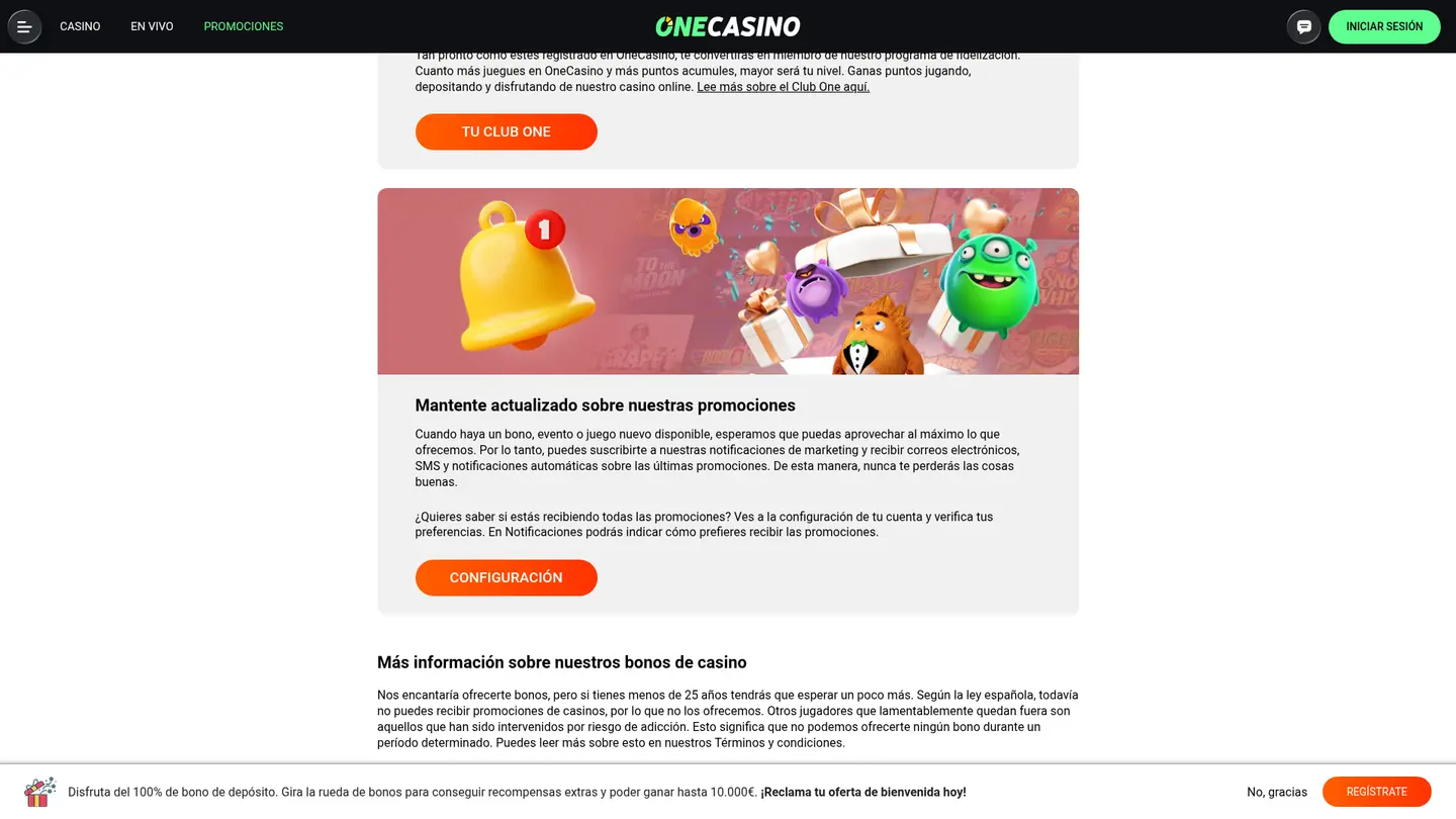 One Casino ES — Offers in detail