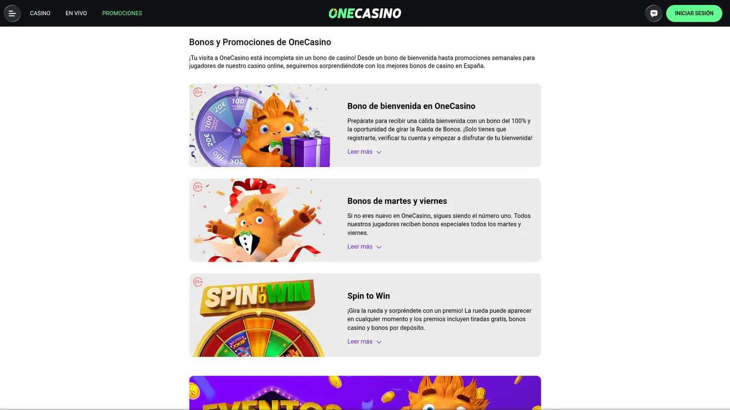 One Casino ES — Promotions