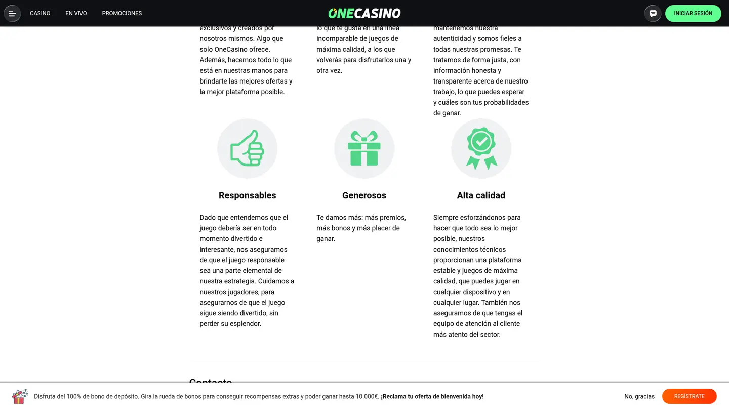 One Casino ES — Support in detail