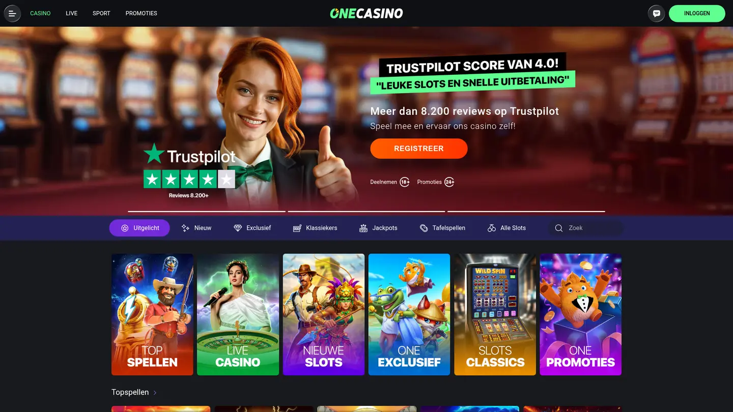 One Casino NL — Game lobby