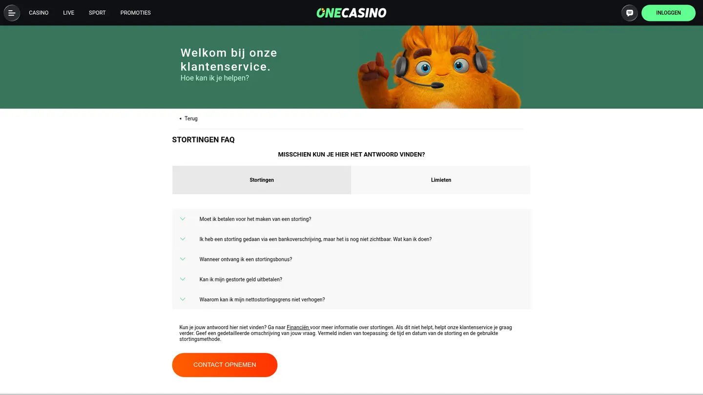 One Casino NL — Banking