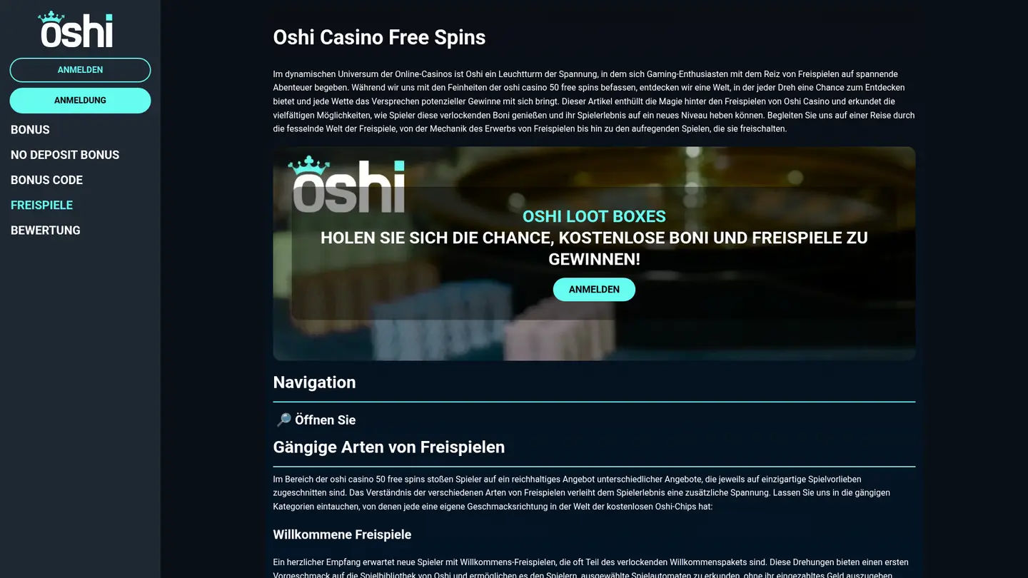 Oshi Casino — Game lobby