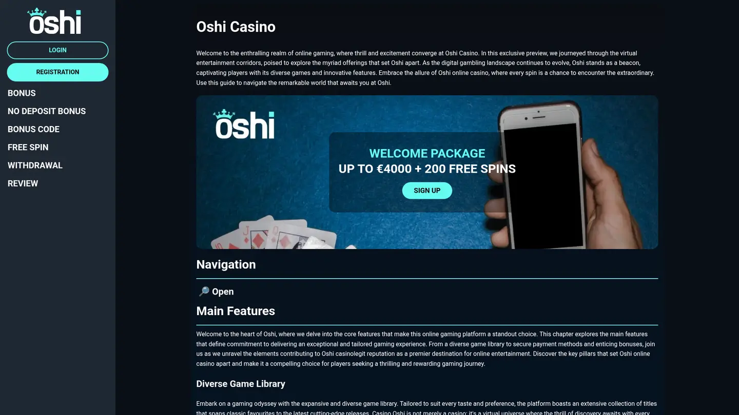 Oshi Casino Review — The Honest Rundown