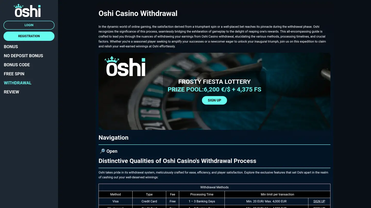 Oshi Casino — Banking