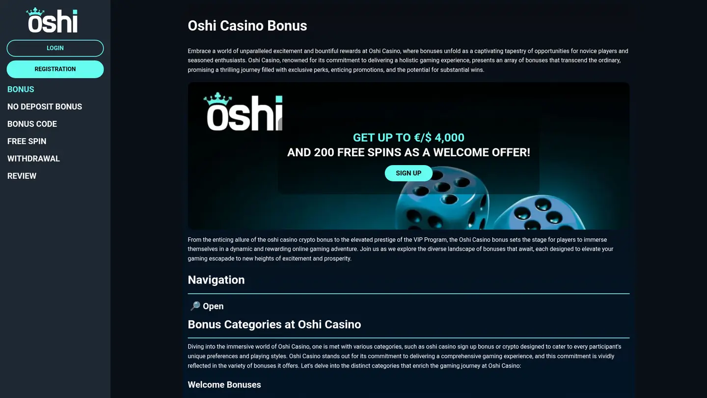Oshi Casino — Promotions