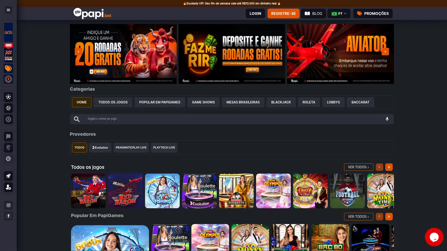 Papi Games Casino — More of the lobby
