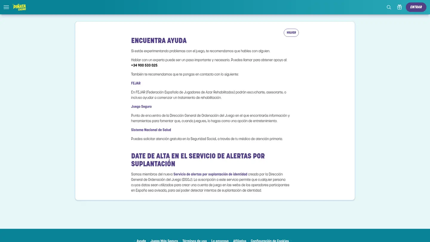 Pinata Casino — Support and licensing