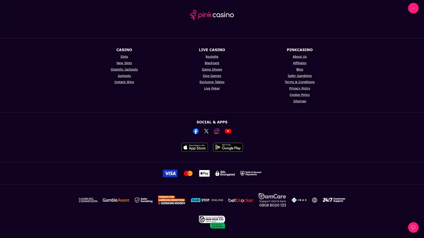 Pink Casino — Payment methods and licensing