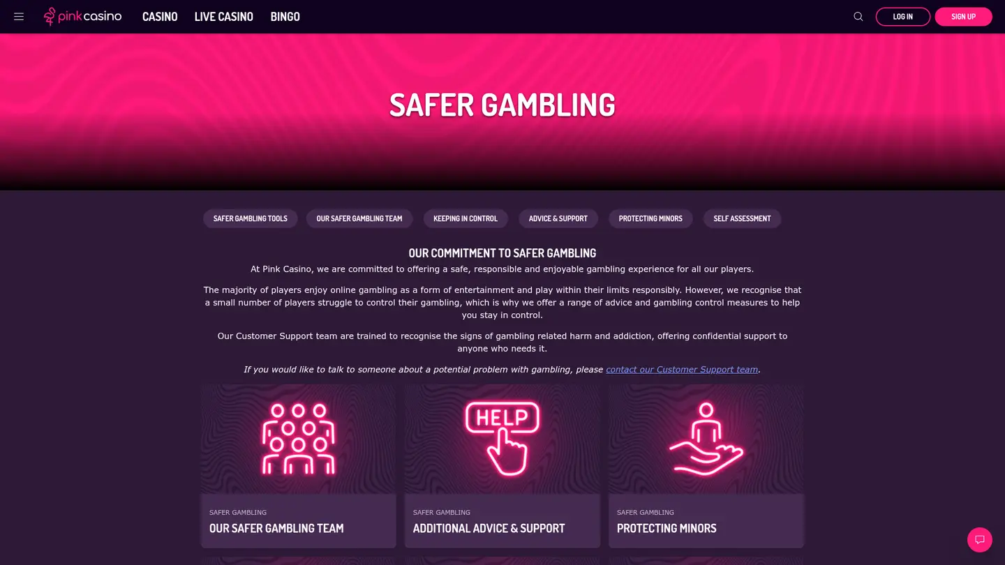 Pink Casino — Support and licensing