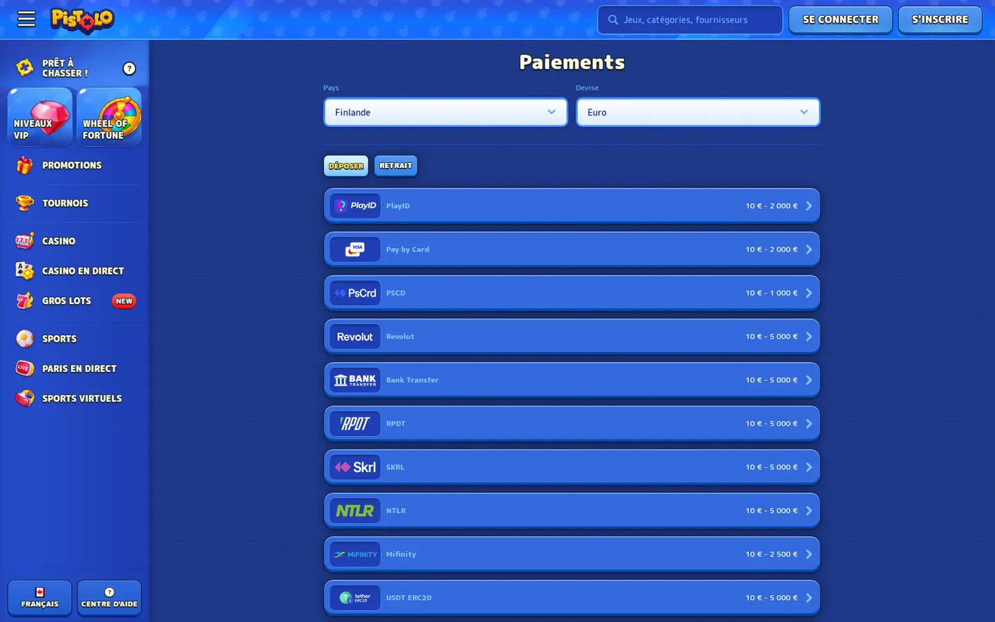 Pistolo Casino — Banking