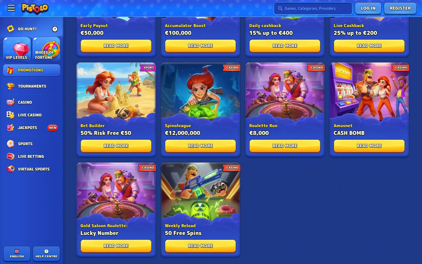 Pistolo Casino — Offers in detail