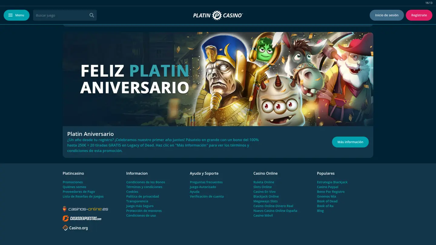 Platincasino ES — Offers in detail