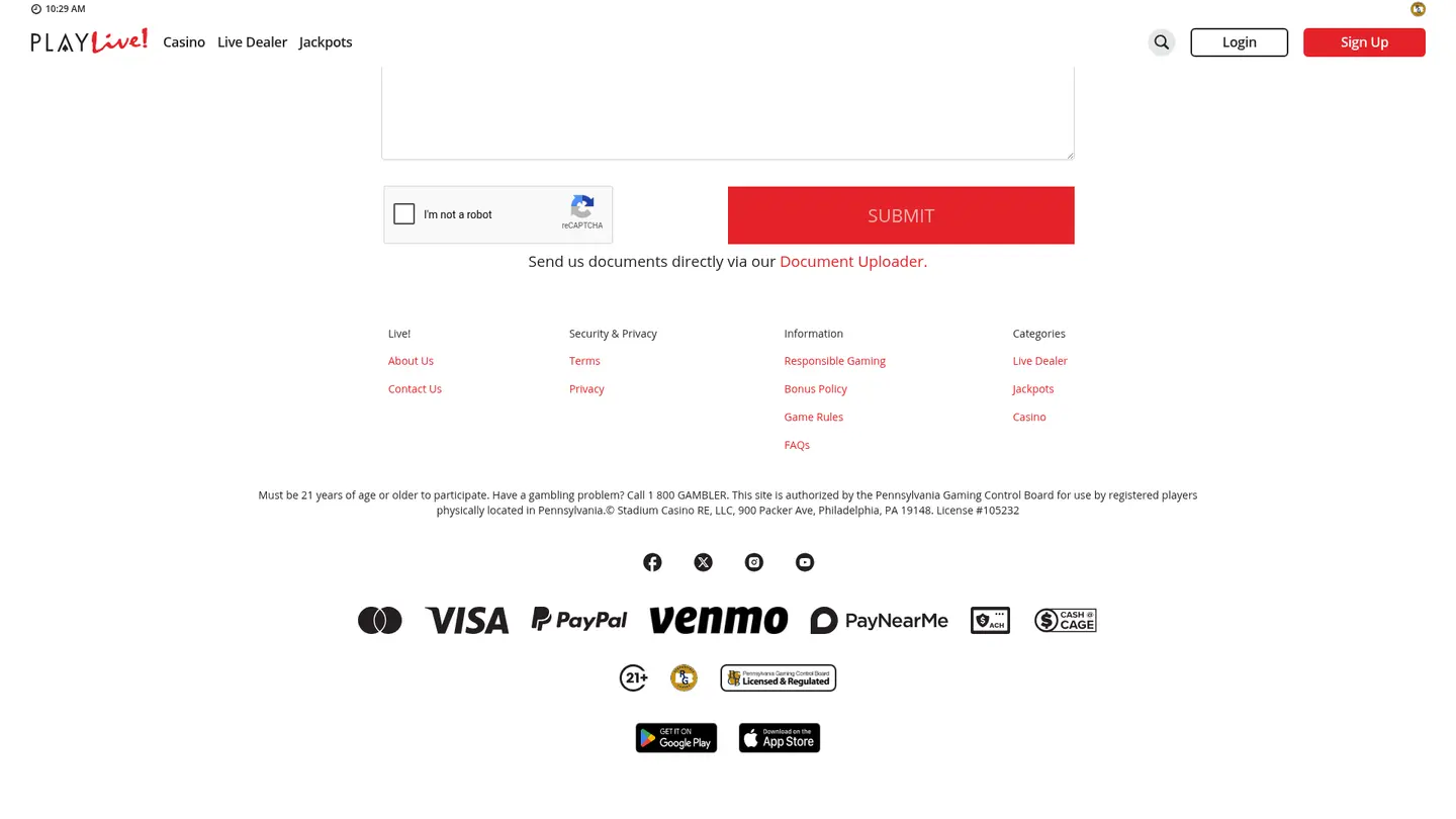 PlayLive! Casino PA — Support in detail