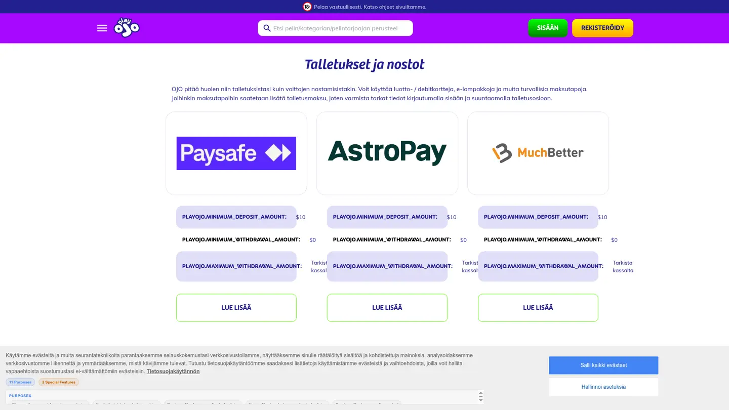 PlayOJO Casino Ontario — Withdrawal terms
