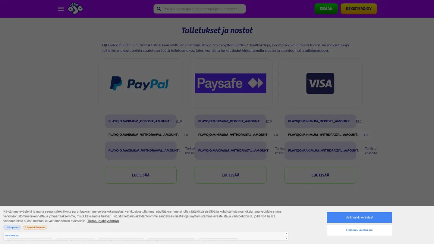 PlayOJO Casino UK — Withdrawal terms