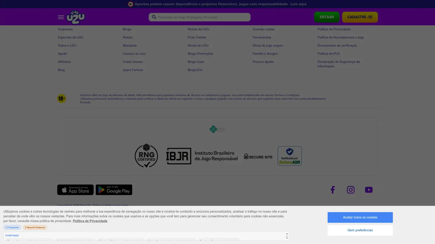 PlayUZU Casino BR — Payment methods and licensing