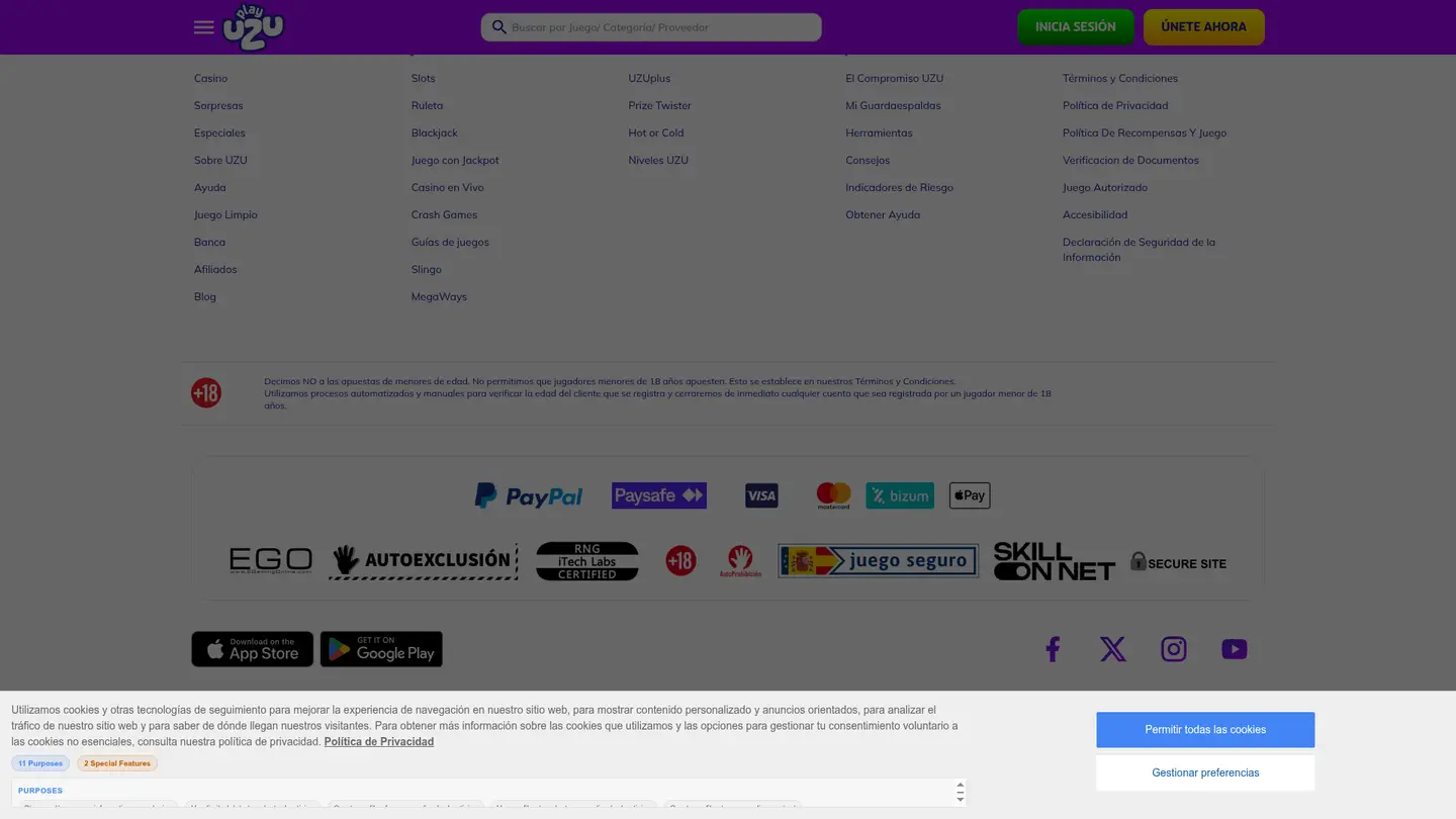 PlayUZU Casino ES — Payment methods and licensing