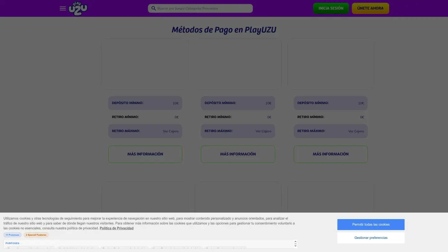 PlayUZU Casino ES — Banking