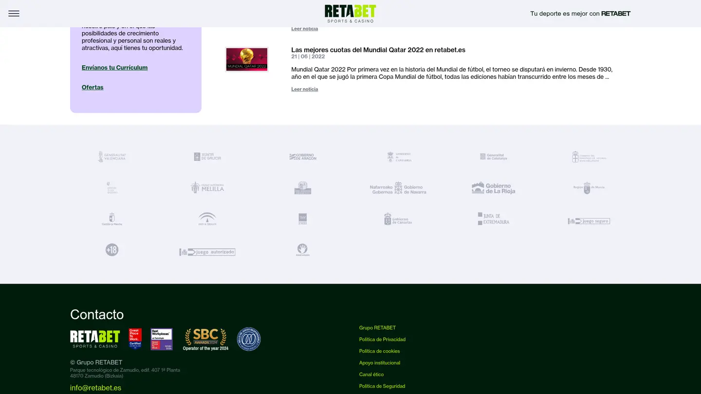 RETAbet Casino — Payment methods and licensing