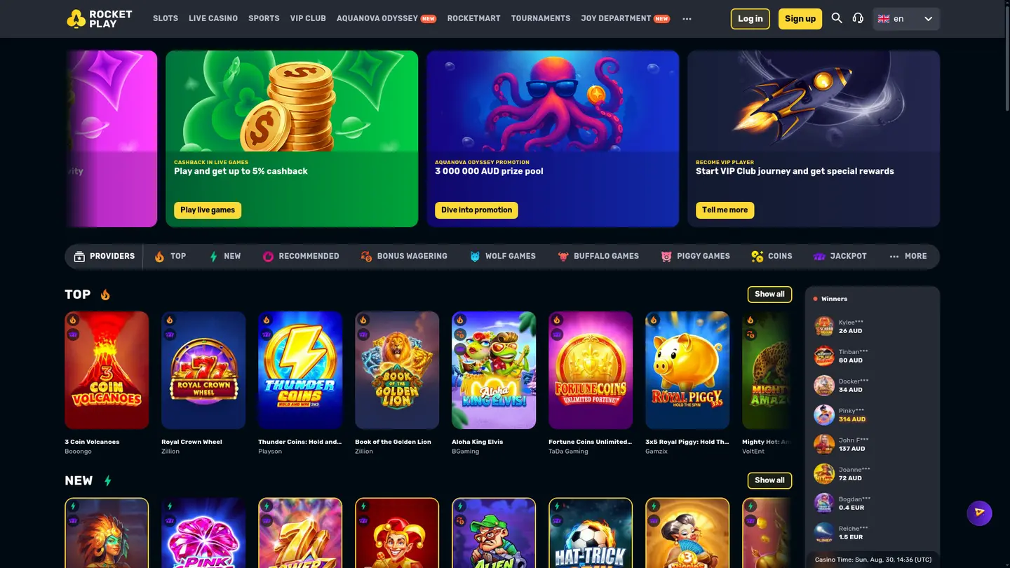 RocketPlay Casino Review: 73 Studios in One Lobby