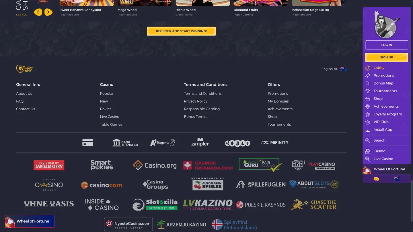 Rolling Slots Casino — Payment methods and licensing