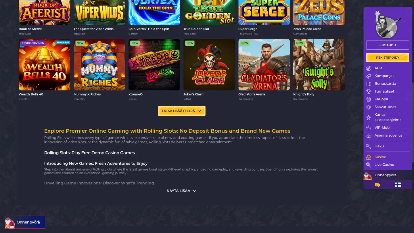 Rolling Slots Casino — More of the lobby