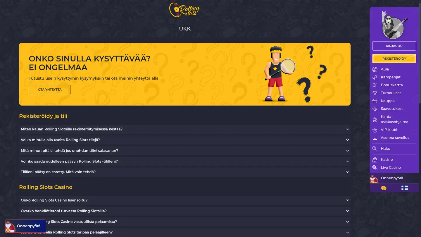 Rolling Slots Casino — Support and licensing