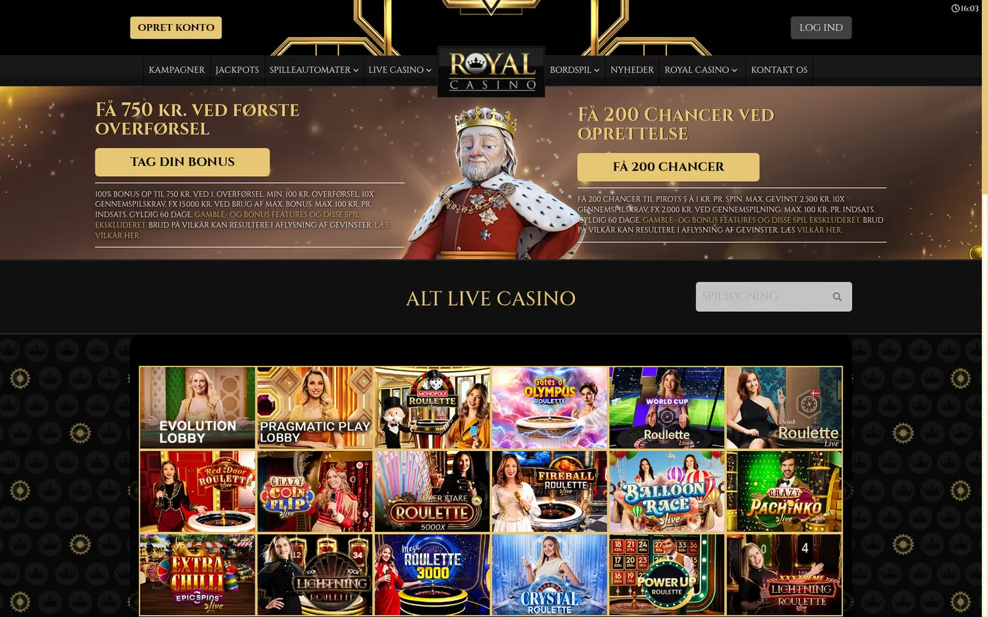 Royal Casino DK — Game lobby