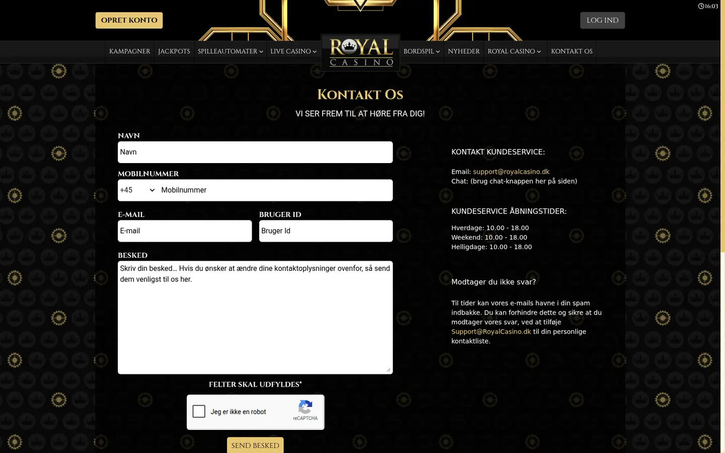 Royal Casino DK — Support and licensing