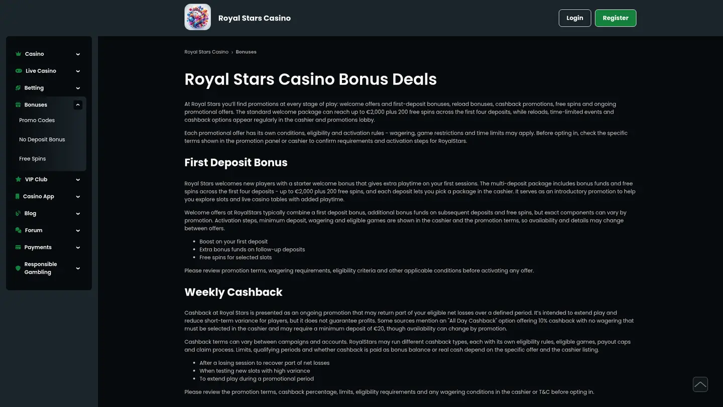 Royal Stars Casino — Promotions