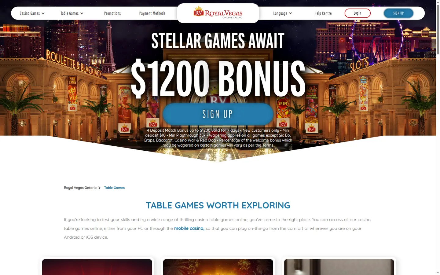 Royal Vegas Casino Ontario — Game lobby