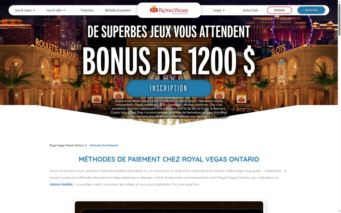 Royal Vegas Casino Ontario — Banking
