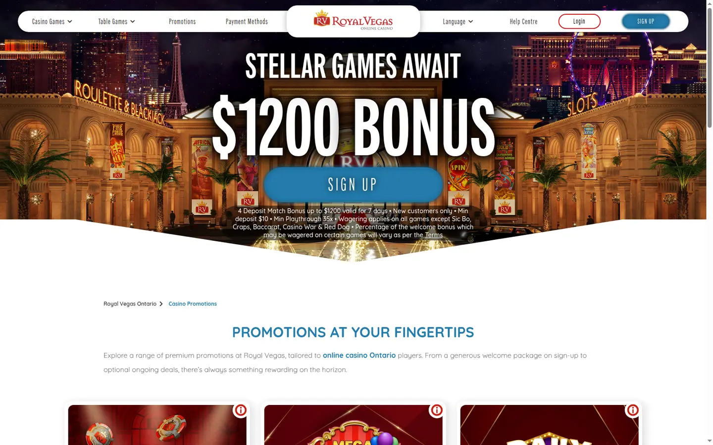 Royal Vegas Casino Ontario — Promotions