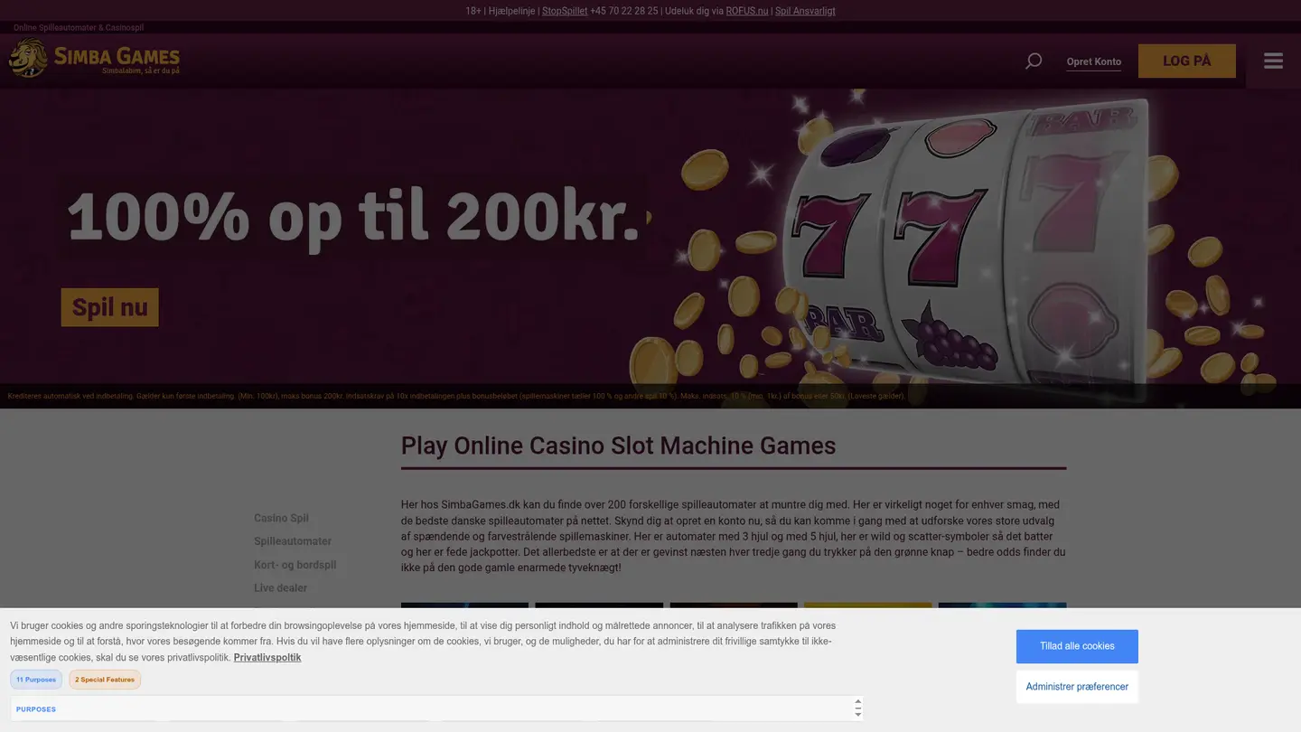 Simba Games Casino DK — Game lobby