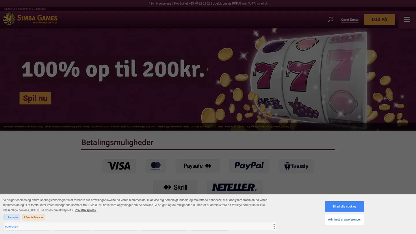 Simba Games Casino DK — Banking